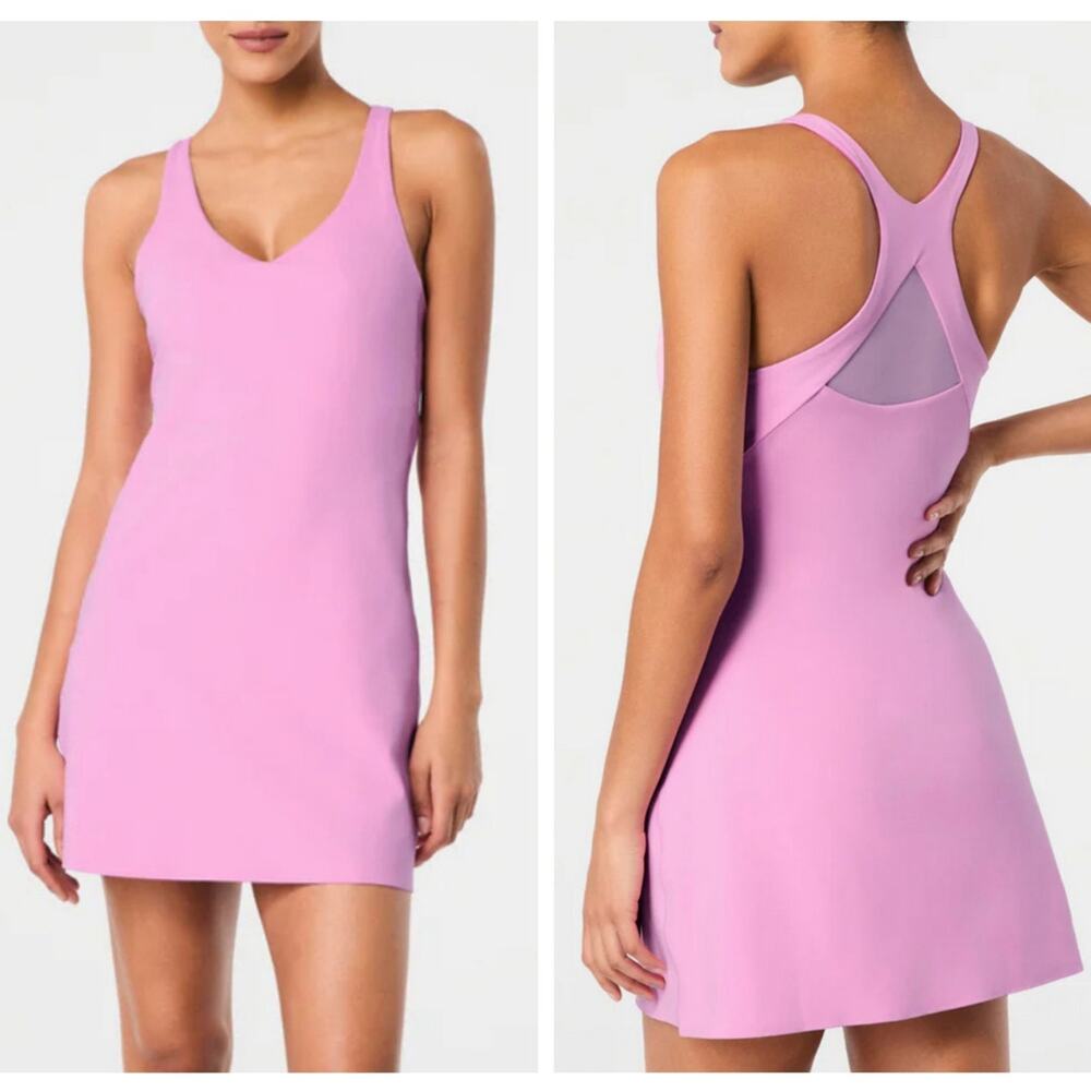 NWT SPANX Booty Boost V Neck Active Dress Petunia Pink size Large